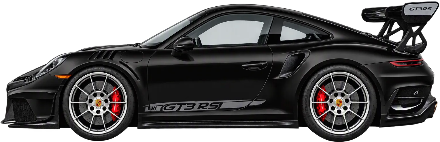 Porsche 911 GT3 RS in black, side view