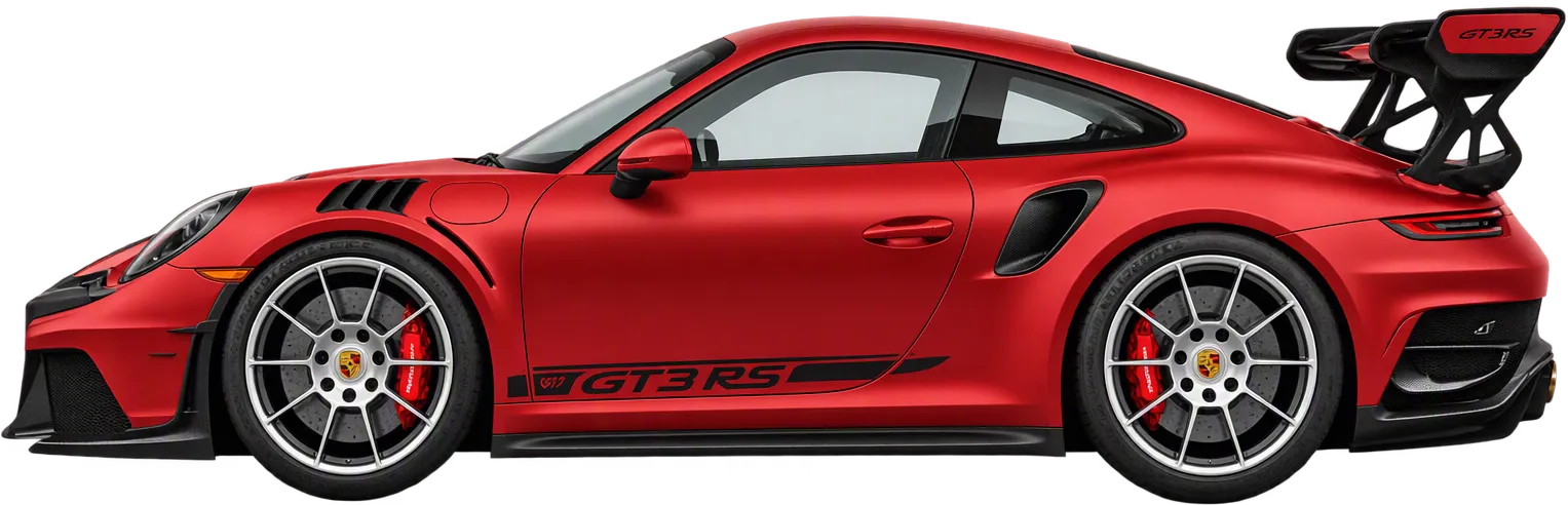 Porsche 911 GT3 RS in red, side view